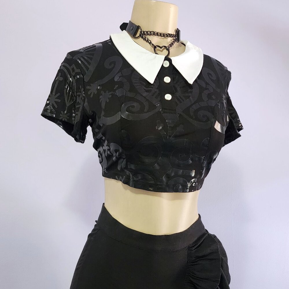Deadstock Killstar Voodoo Collared Button Up Crop Top Size Small